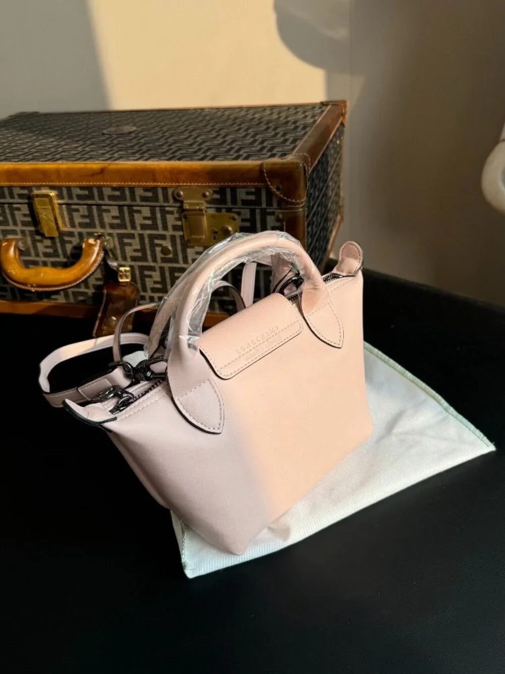 Longchamp Le Pliage XS Mini Pink Smooth Full Leather Handbag
